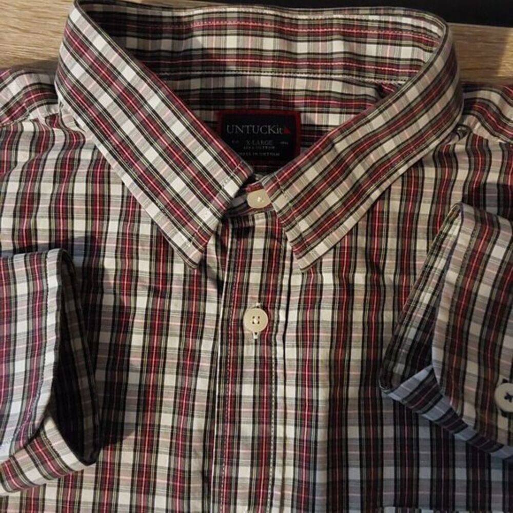 UNTUCKit Mens XL Button Front Long Sleeve‎ Work Causal Multicolor Plaid Shirt